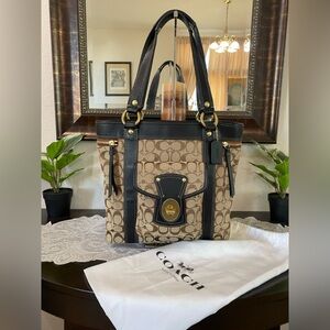 Coach Vintage Legacy 65th Anniversary Gigi turnlock tote bag,brown,black leather